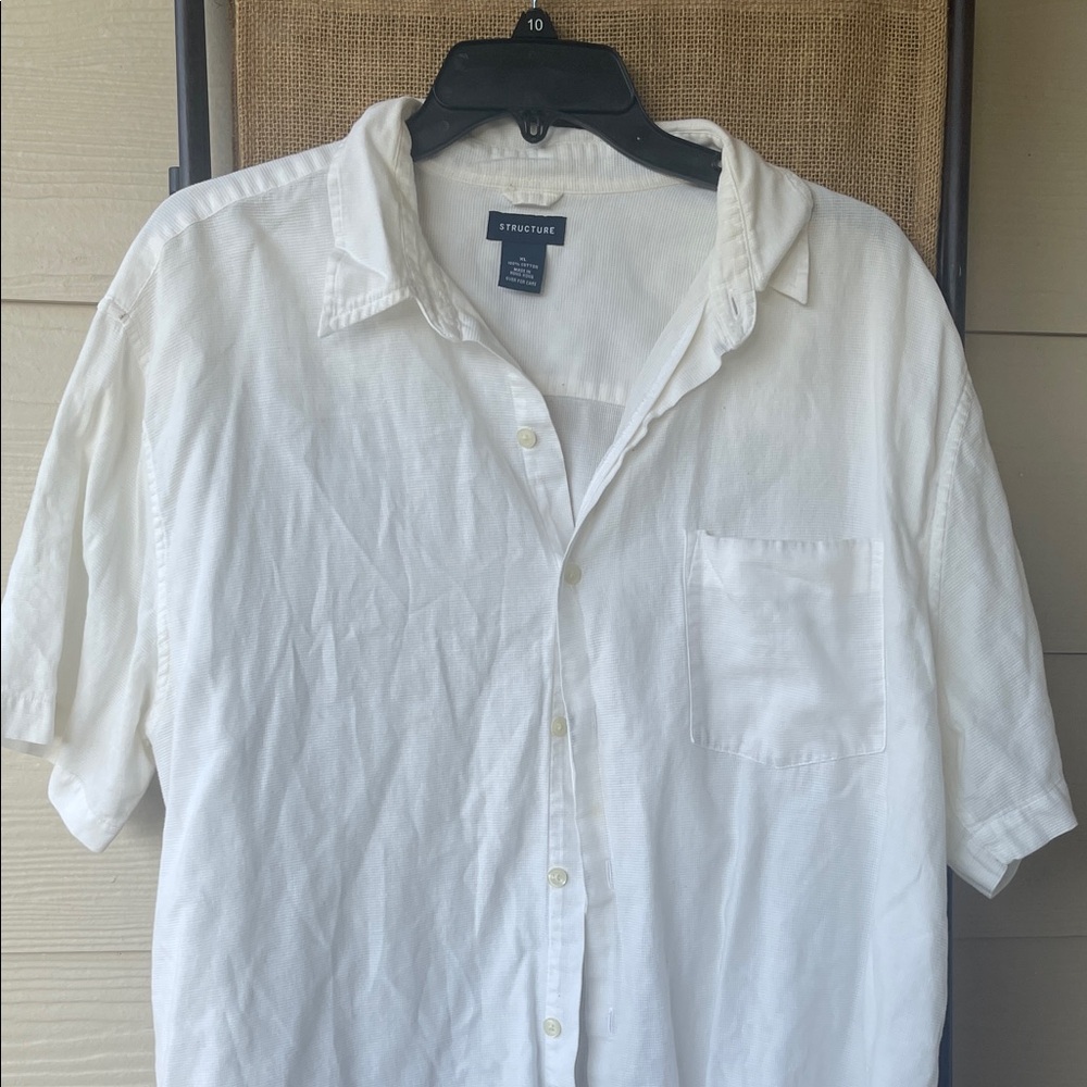 Structure Men's Casual White Button‎ Down Shirt